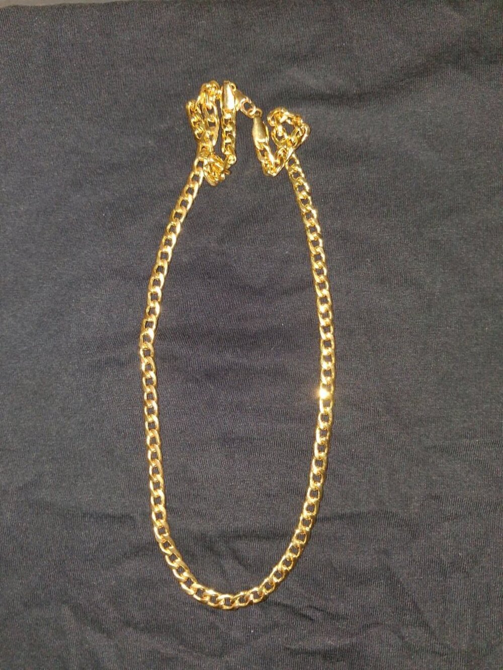 Gold Curb Chain Necklace 24 Inch Stainless Steel